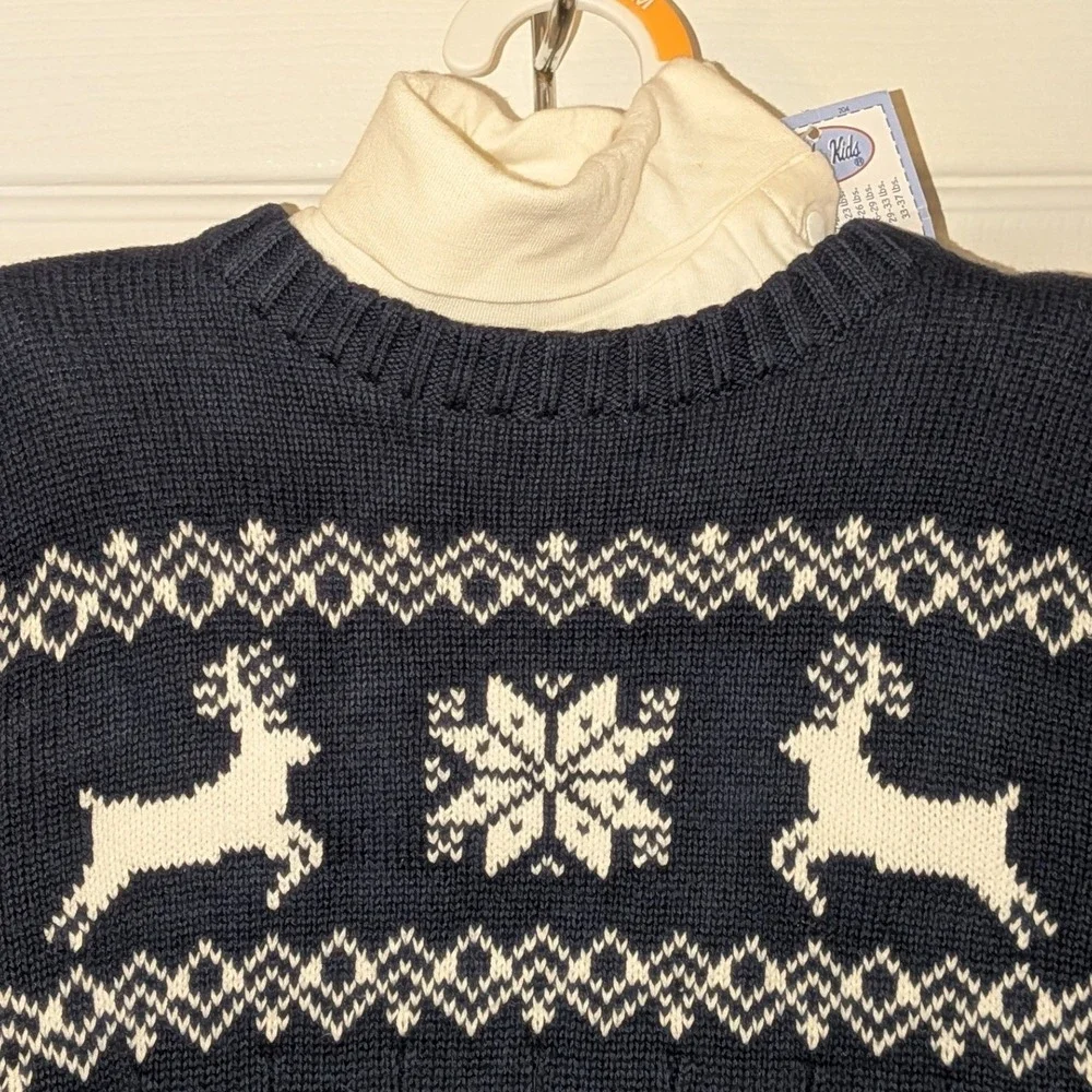 Koala Kids 36M 3T Navy Reindeer Fair Isle Sweater Corduroy Pant Bodysuit Set NWT